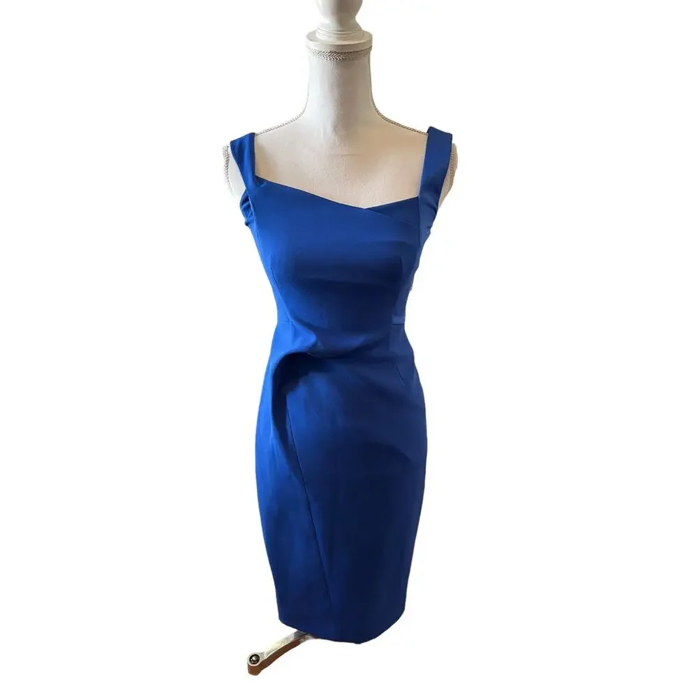 Karen Millen Asymmetric Strap Bodycon Dress Royal Blue 4